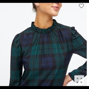 Ruffleneck shift dress in Black Watch plaid